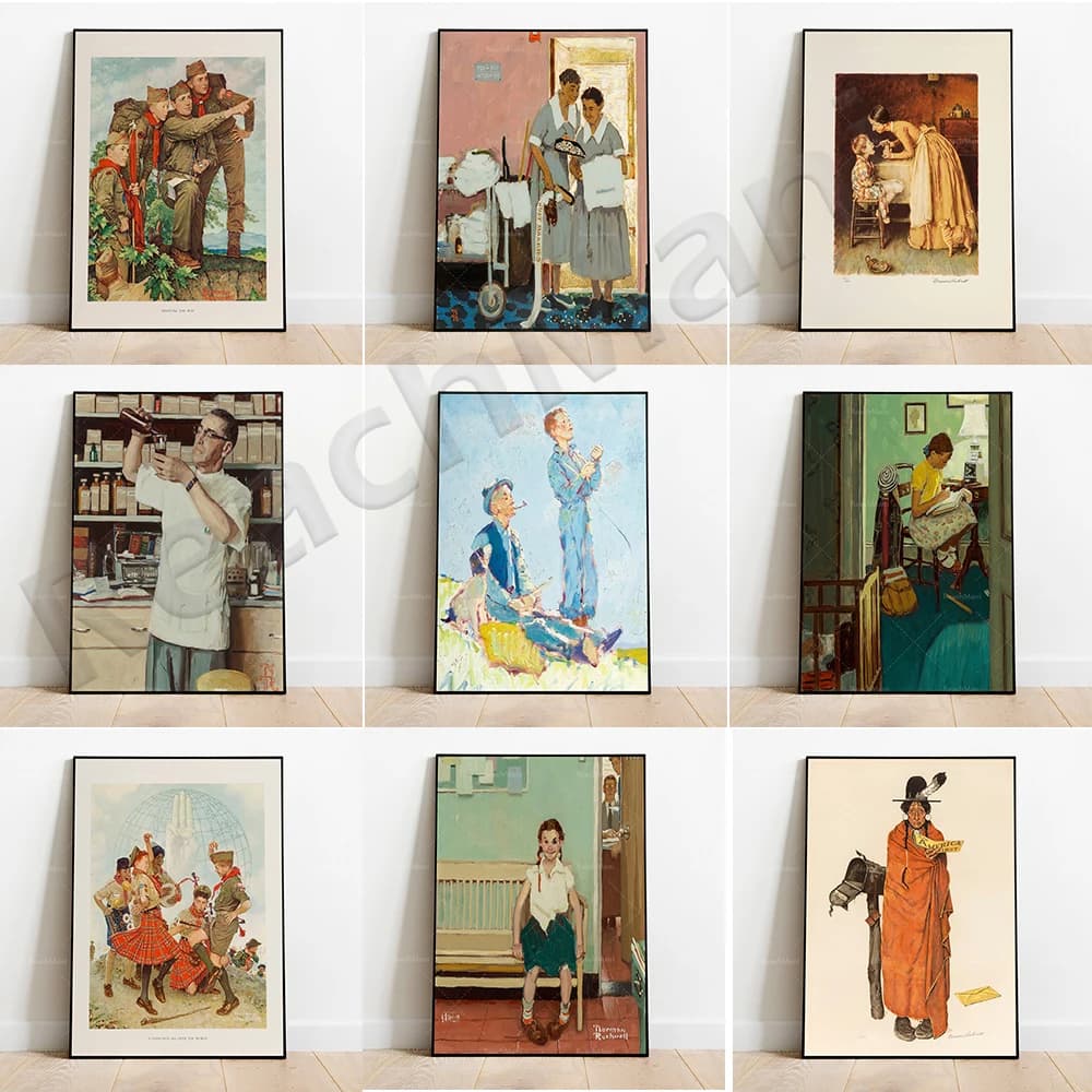 See the Flyer of America's First Kite-Just married-Melee-Stock Exchange-Norman Rockwell American Art Poster, Norman Rockwell Pos