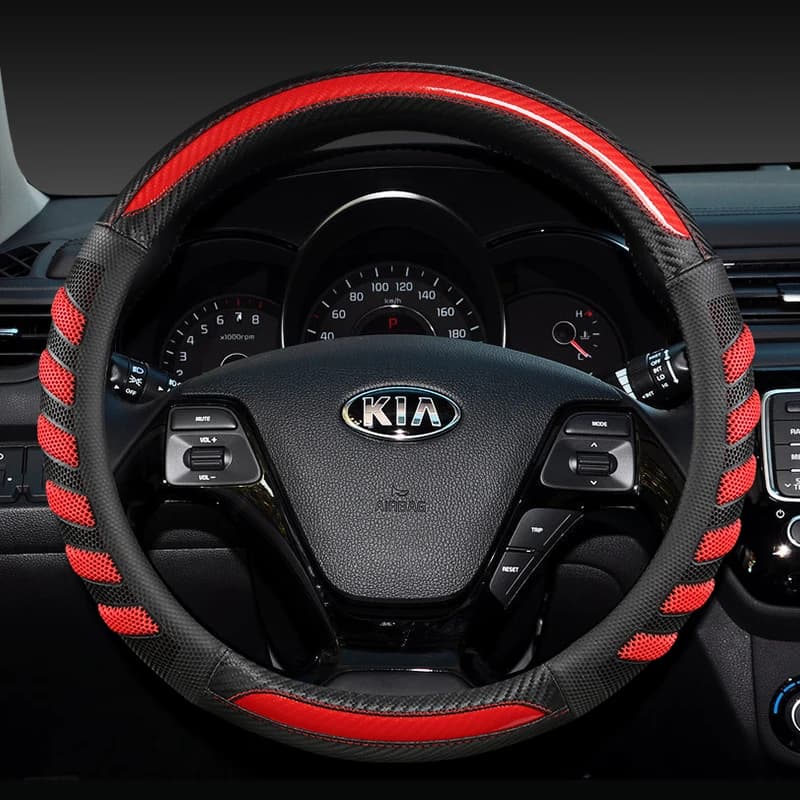 Car Steering-Wheel Covers Leather+Carbon Fiber For Kia Ceed Rio K2 K3 Sportage R Rio 2 3 4 X Line Kombi Sedan Auto Accessories