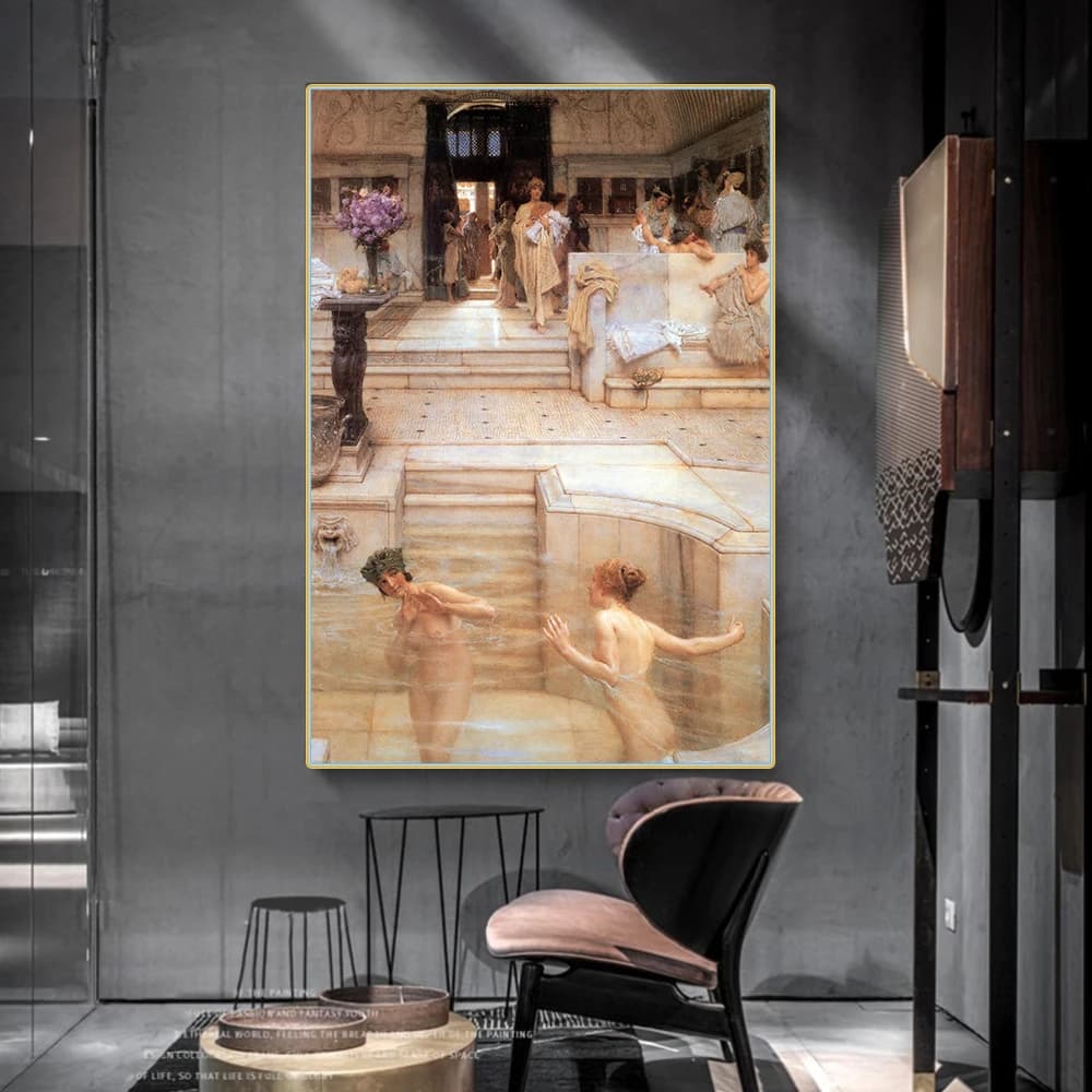 Lawrence Alma-Tadema《A Favourite Custom》Canvas Oil Painting Artwork Picture Modern Wall Decor Home Living room Decoration