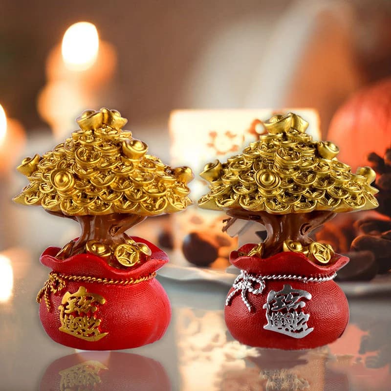 Feng Shui Fa Cai Money Tree Lucky Fortune Birthday Baking Cake Dress Up Decorating For Car Home TV Cabinet Decoration