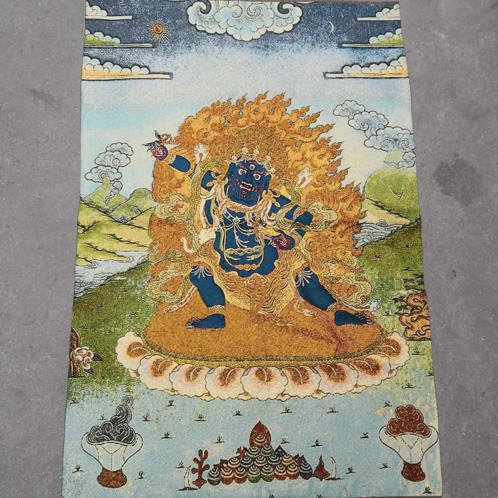 35"Thangka Embroidery Tibetan Buddhism silk Embroidery brocade Vajrapani Bodhisattva Buddha Thangka hanging screen Worship Hall