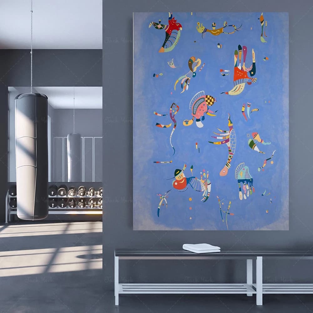 Sky Blue, 1940 by Vassily Kandinsky, vintage abstract art, French Russian Bauhaus artist, framed reproduction
