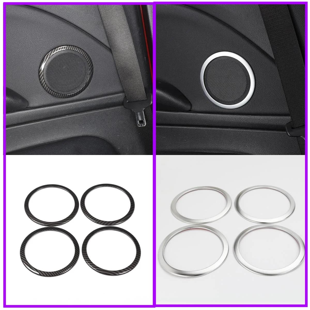 ST Car Accessories For BMW 3 4 Series F30 F33 F36 2013-2019 ABS Carbon Fiber Style Door Tweeter Speaker Ring Trim Circle Cover