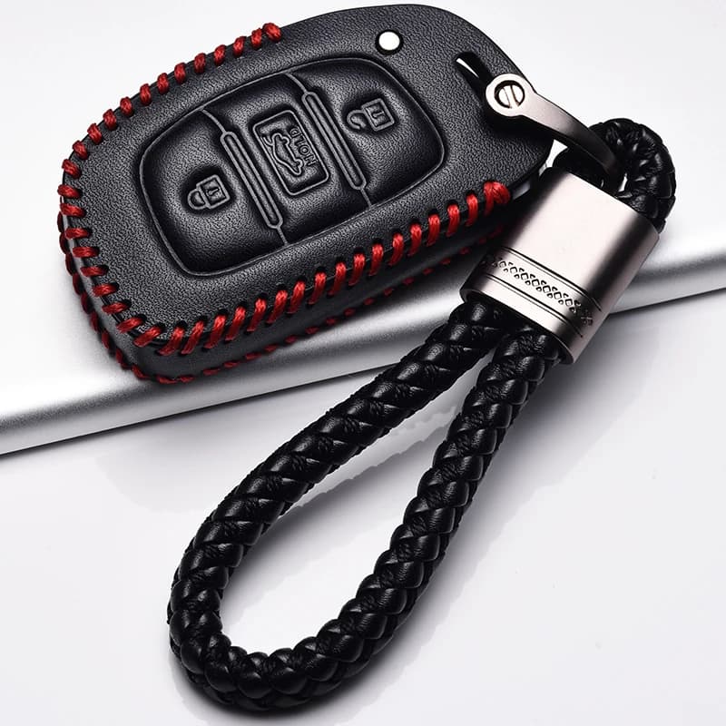 Leather Key cover Car Key Case For Hyundai IX30 IX35 IX20 Tucson Elantra Verna Sonata Smart Remote Cover Keychain Protect Bag