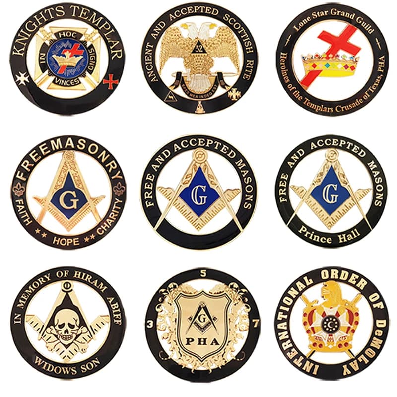 Freemason Masonic Car Emblem Stickers Metal Personality Knight Badge Business Vehicle Decor Accessories Size 7.5cm