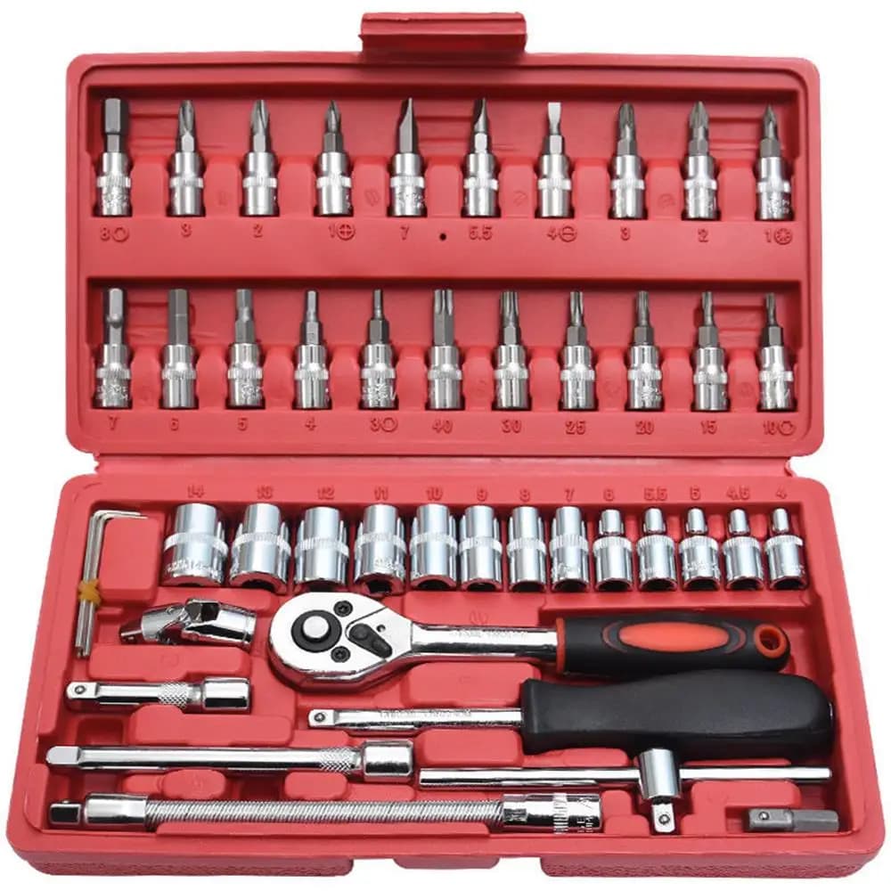 46 pcs sets of chrome vanadium steel sleeve tool combination repair kit tool sleeve car repair hand tool set