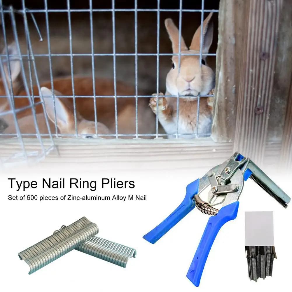 Pig Ring Clip M-type Nail Pliers Set Net Tags Traps Cage Steel Fastening Clamp Installation Tools For Bird Chicken Wire Fencing
