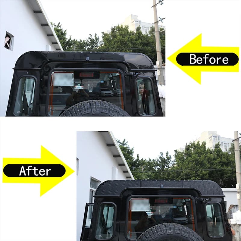 3Pcs Aluminum alloy black For 2004-2018 Land Rover Defender car trunk rear door top decorative panel cover sticker outer part