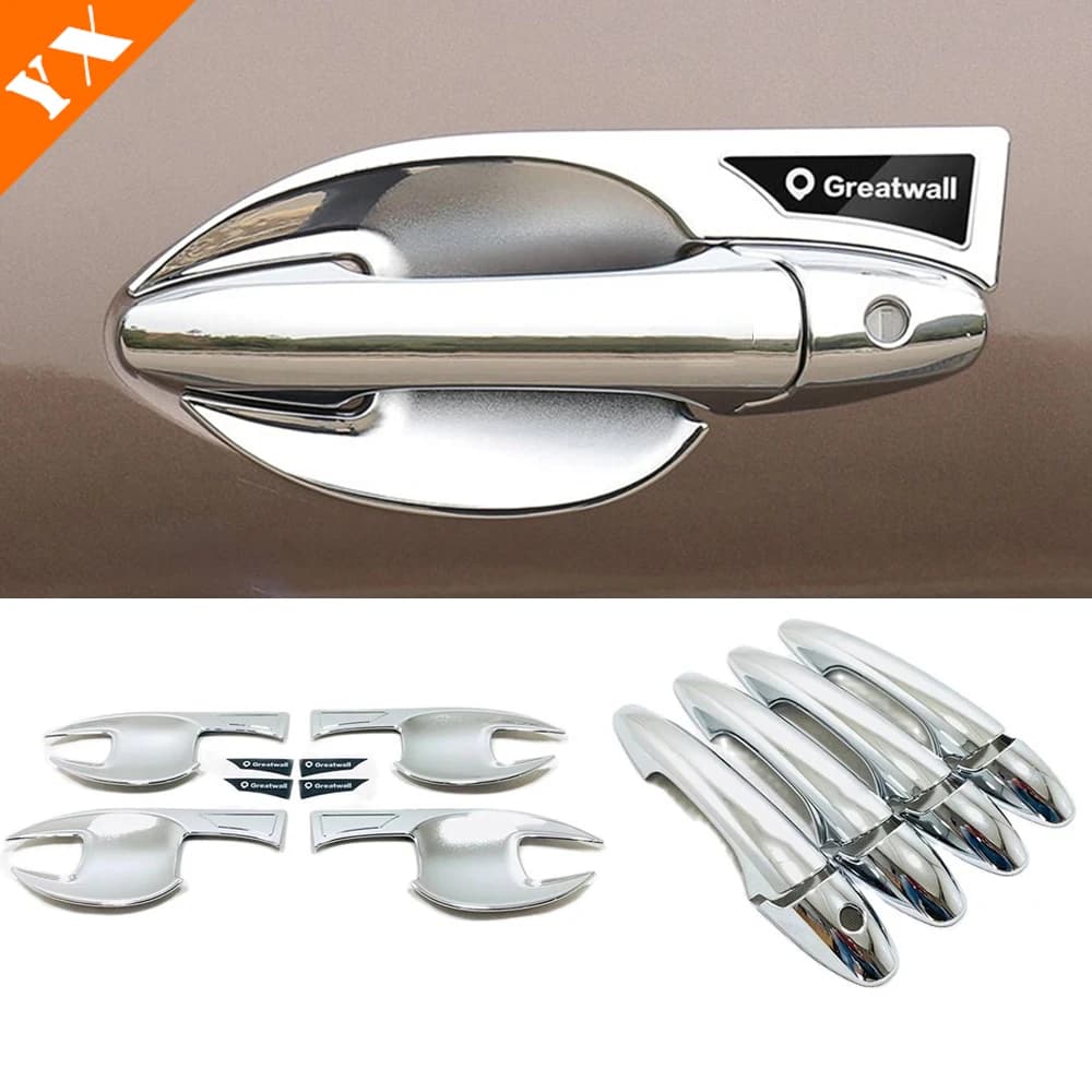 Black Chrome Car Side door handle decor sticker Cover moulding For Great Wall Cannon GWM Poer Ute 2021 2022 accessories