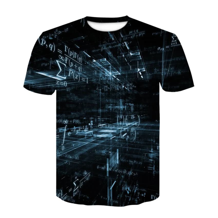 Summer Fashion Space Abstract Graphic t shirts 3D Print Interesting Formula Pattern Men's t-shirt New Casual Cool Style T-shirt