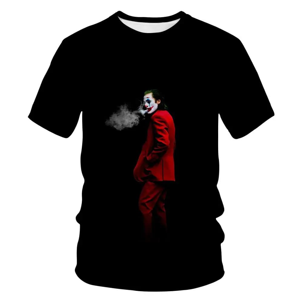 Novelty Summer T-shirt Clown 3D with Flame Print Short Sleeve T-shirt Crew Neck Men and Women Harajuku T-shirt Streetwear