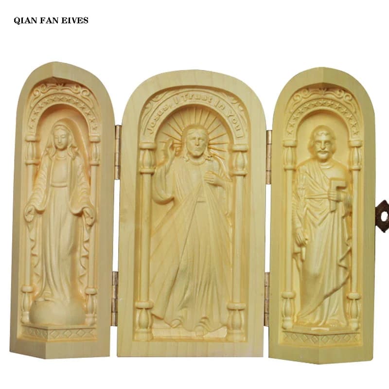 wood carving  Jesus   sculptures and figurines high-quality Folding portable Home Room Office Statue of a Catholic figure