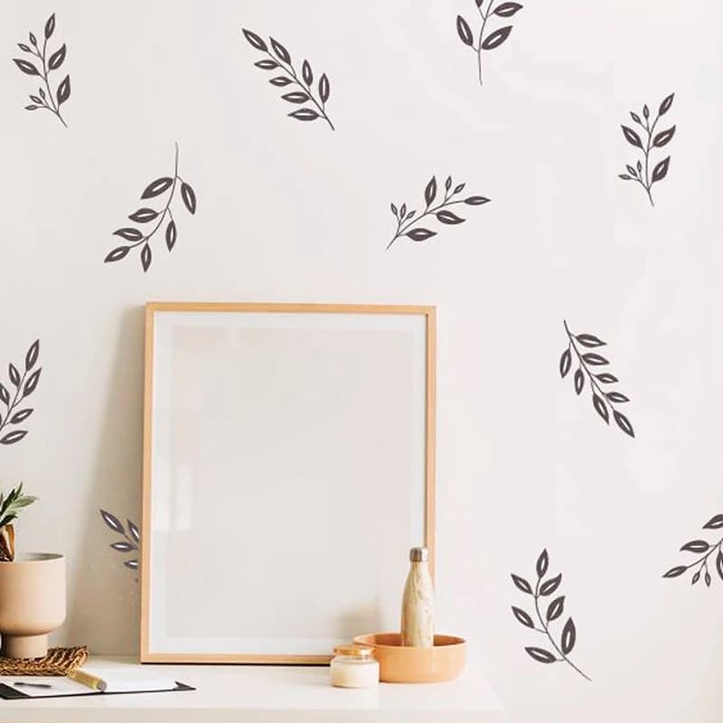 Hand Drawn Wild Flowers Twigs Leaves Wall Sticker Girl Room Kids Room  Sweet Flowers and Twigs Leaf Wall Decal Bedroom Vinyl Dec