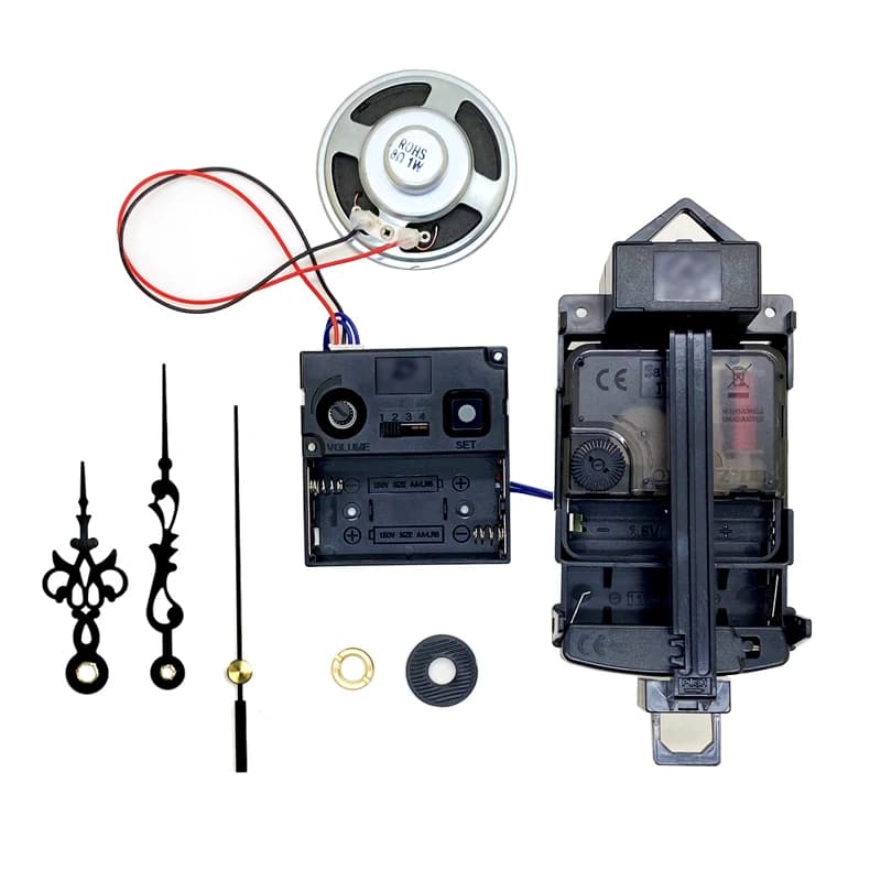 Pendulum Clock Mechanism Sweep Silent Power Trigger Movement With Music Chime Box Horn And Short Black Hands
