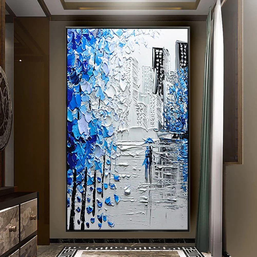 Nordic Hand-Painted Landscape Oil Painting On Canvas Abstract Urban Street Scene Wall Art Pictures Modern Poster Decor Home Gift