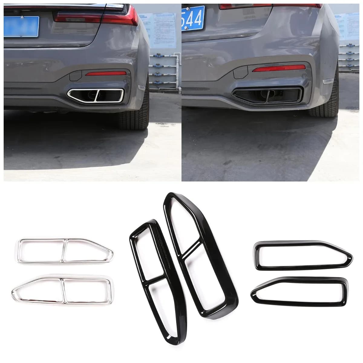 Stainless Steel Car Tail Muffler Exhaust Pipe Decoration Cover Casing For BMW 7 Series G11 G12 2019-2020 Exterior Accessories
