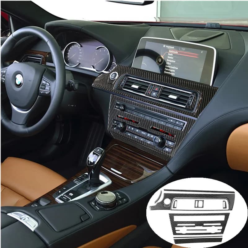 For BMW 6 Series F12 F13 Coupe Covertible 2011-2018 Car Styling Sticker Carbon Fiber Car Multimedia CD Suit Panel Cover
