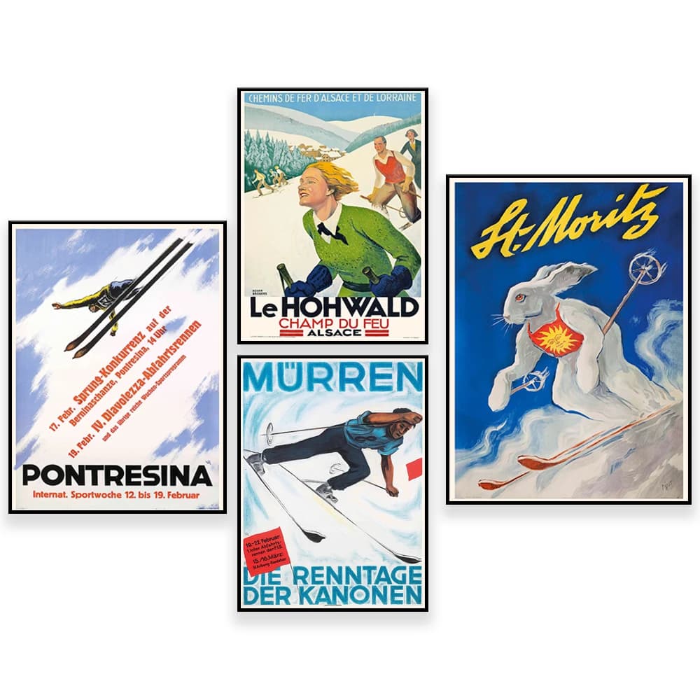Winter Resort Davos, Grisons, Switzerland - Vintage Ski Poster - Mürren, Switzerland - Racing Days