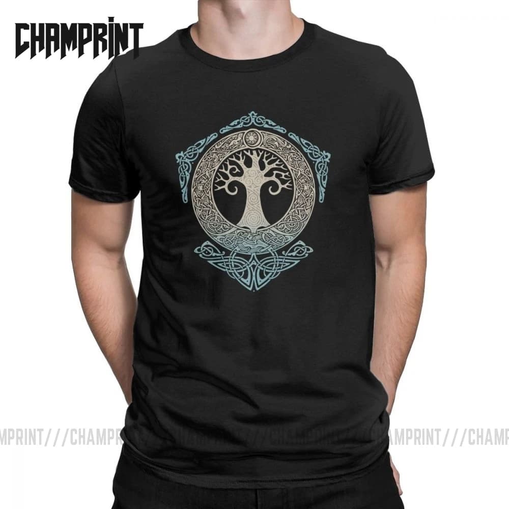 Valhalla Yggdrasil Tree Of Life Viking Gift T Shirt  Son of Odin Norse Myths Graphic clothes 100% cotton All size tops S-6XL