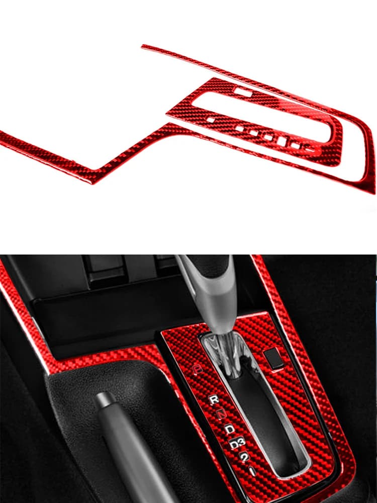 Red Car Interior Carbon Fiber Stickers For Honda Civic Coupe 2013 2014 2015 Water Cupholder Panel Wait Decorative Accessories