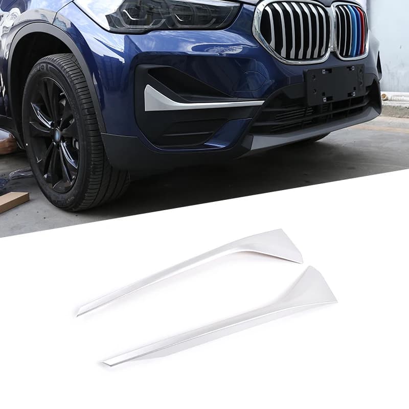 2 Pcs For BMW New X1 F48 2020-2021 ABS Chrome Front Fog Lamp Strips Trim Car Accessories