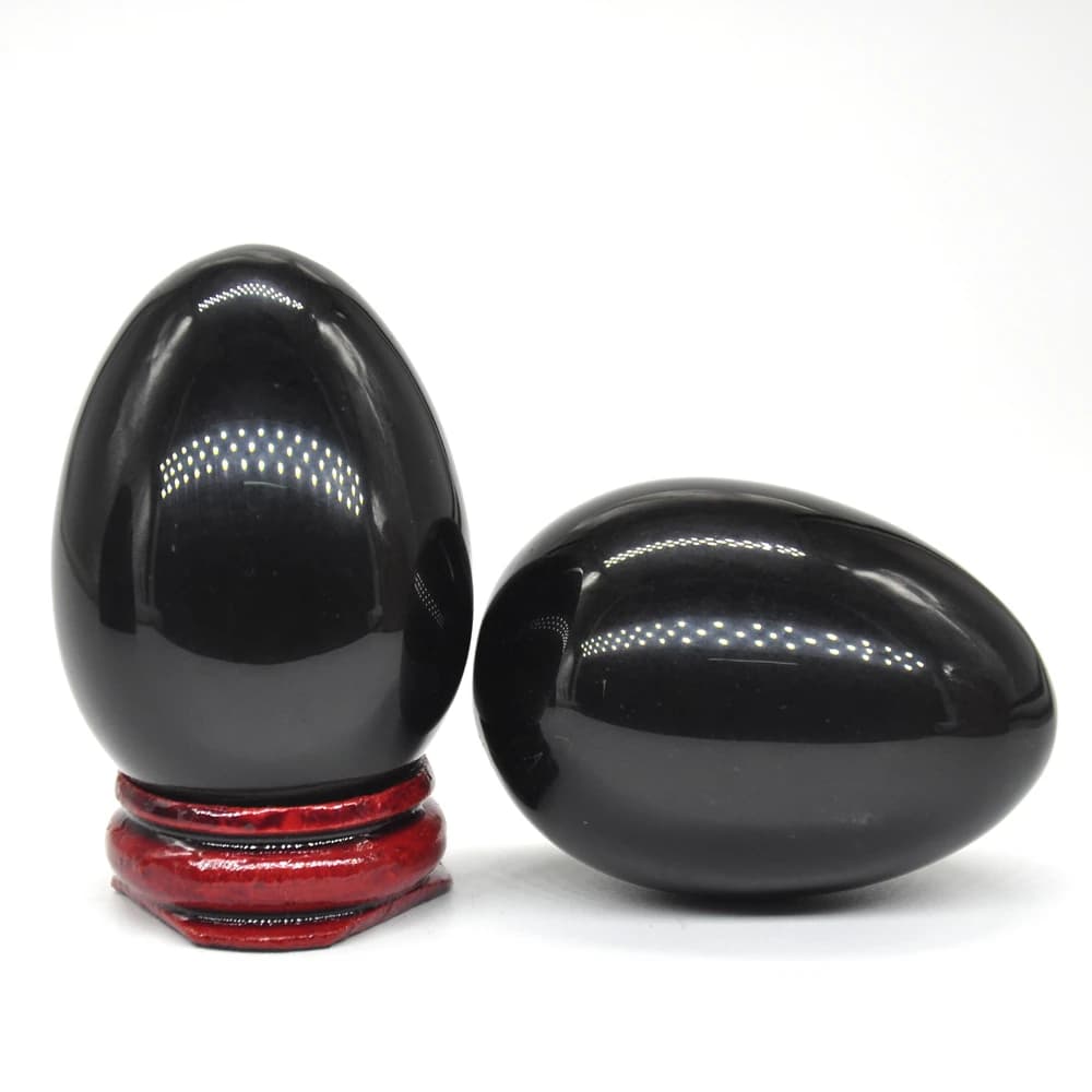 36x50mm Black Obsidian Egg Shaped Stone Healing Natural Crystal Massage Minerale Gemstone Spiritual Decor Collection