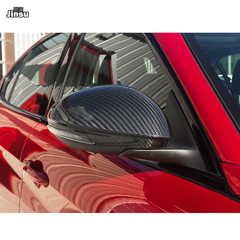 Sport style Real Carbon Fiber Side Mirror Stick On Cover Caps Shell for Alfa Romeo Giulia 2015 2016 2017 2018 car styling