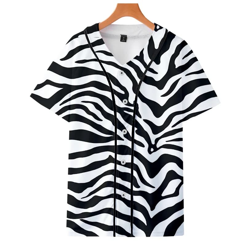LCFA Baseball Shirt Women Unisex New Short Leopard 3D Baseball T Shirt Print Zebra Stripe Streetwear Oversized Habiliment Female