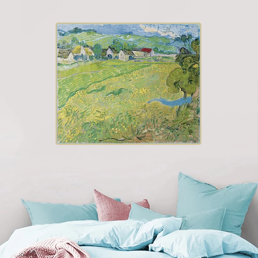 Citon Van Gogh《View of Vessenots near Auvers》Canvas Art Oil Painting Famous Artwork Poster Picture Wall Decor Home Decoration