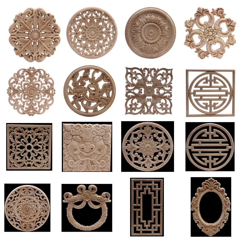Carved Unpainted Ornamental European Wood Applique Wood Mouldings Onlay Wood Decal Long Rose Wooden Cabinet Furniture Corner NEW