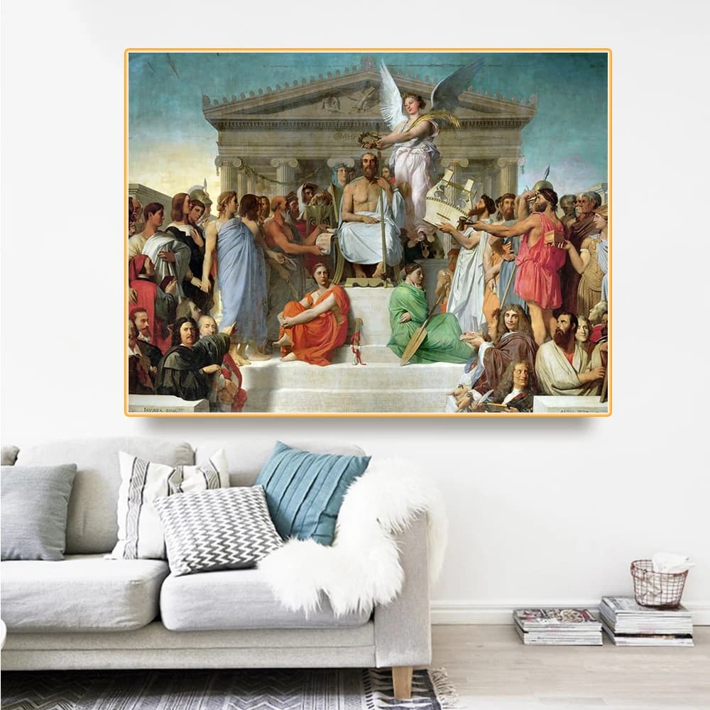 Ingres《Apotheosis of Homer, 1827》Canvas Oil Painting World Famous Artwork Picture Modern Wall Art Decor Home Decoration