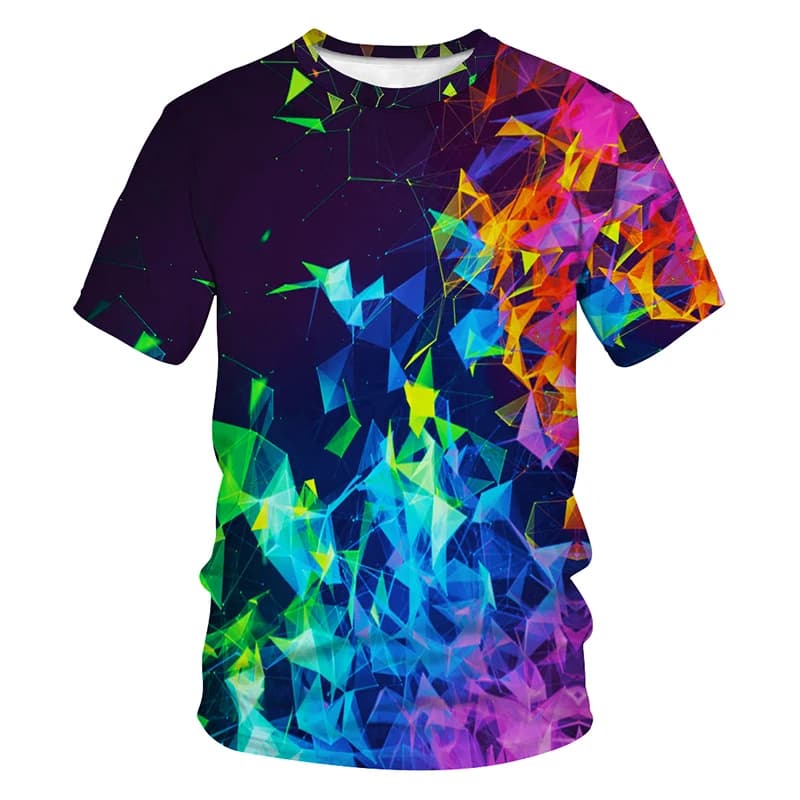 Summer Short-sleeved Man's T-shirt Fashion Brand 3D Printed Fluorescent Reflective T-shirt  Oversized T-shirt