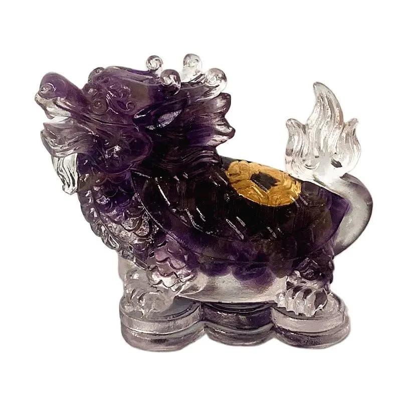 Natural Amethyst Dragon Turtle Gravel Stone Crystal and Resin Room Decor Rose Quartz Moonstone Labradorite Reiki Desk Decoration