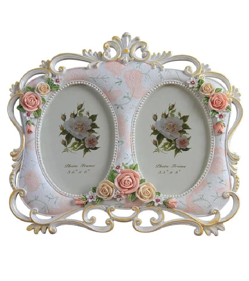 Fashion Beautiful Double Hole Painted Craft Resin Photo Frame