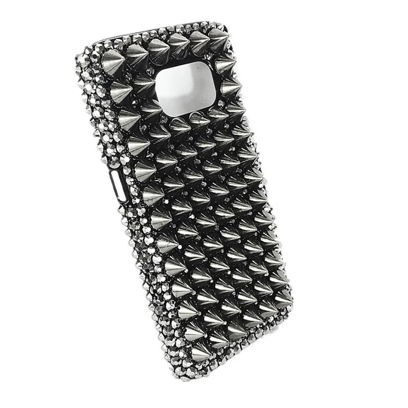 Rock Full Metal Punk Spikes Studs Rivet Bling Diamond Case Cover For Samsung Galaxy Note 20 S26 S25 S24 S23 S22 FE Ultra Plus