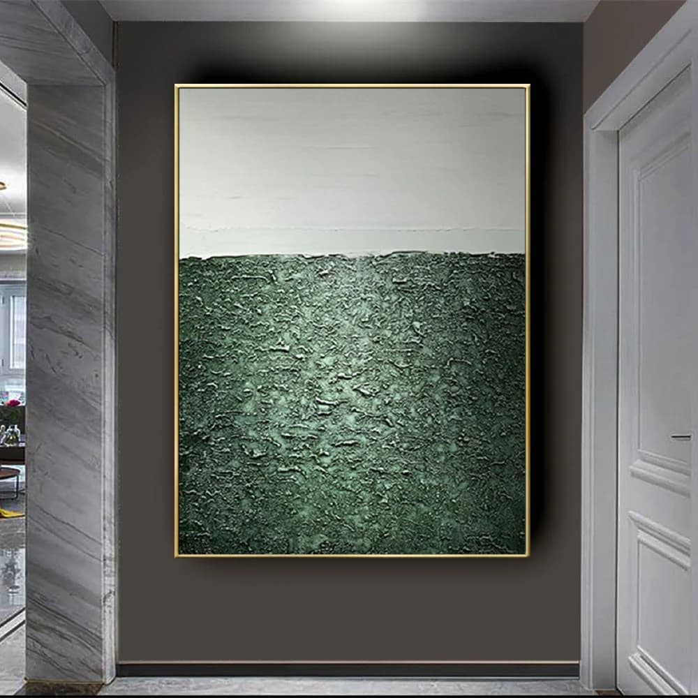 100% Handmade Contemporary Home Decoration Art Abstract Green Gray Canvas Oil Painting Wall Picture For Living Mural