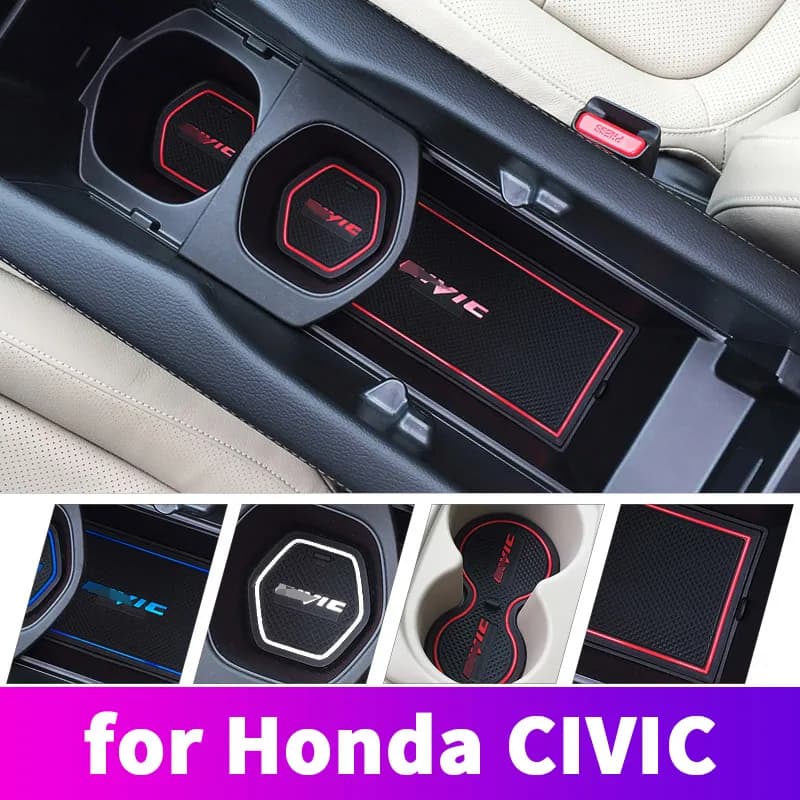Interior door slot pad water coaster door slot anti-skid pad decoration modification For Honda Civic 10th 2016 17 2018 2019 2020