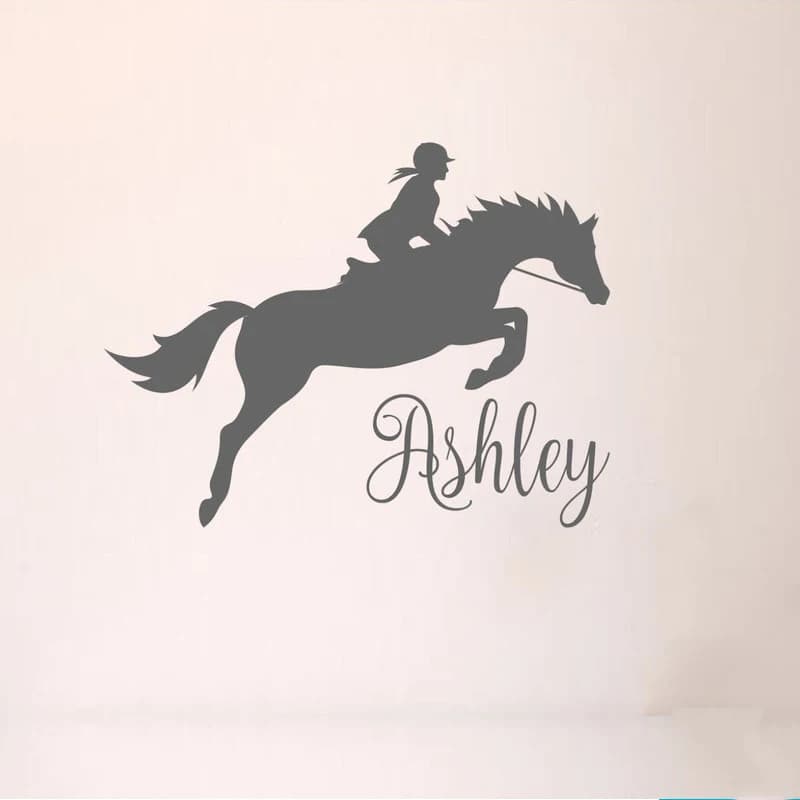 Personalized Name with Cowgirl Riding Horse Wall Decal, Girl's Bedroom, Personalized Name Wall Decal, Bedroom Wall Decal 2345