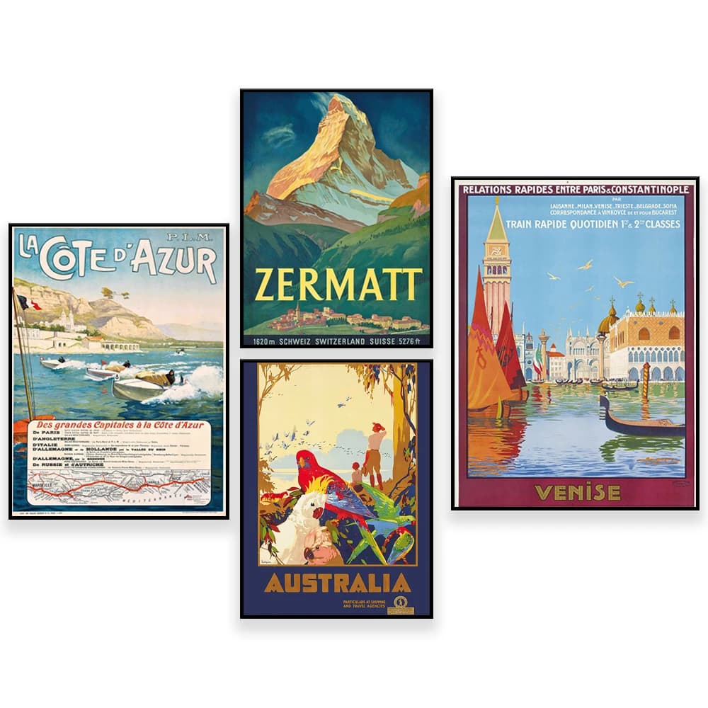 Italy, Venice Vintage Travel Poster - Zermatt, Switzerland Vintage ,Australia - Vintage Travel Poster