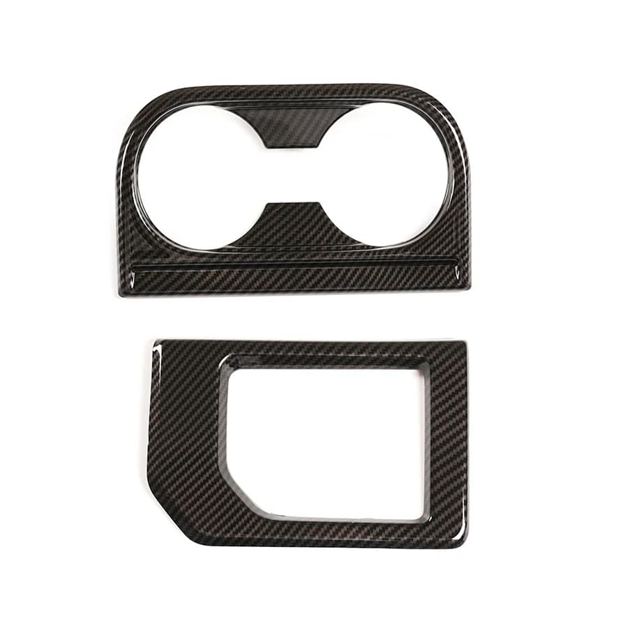 Carbon Fiber Look Gear Panel + Cup Holder Trim Cover For Toyota Tundra 2014-2021