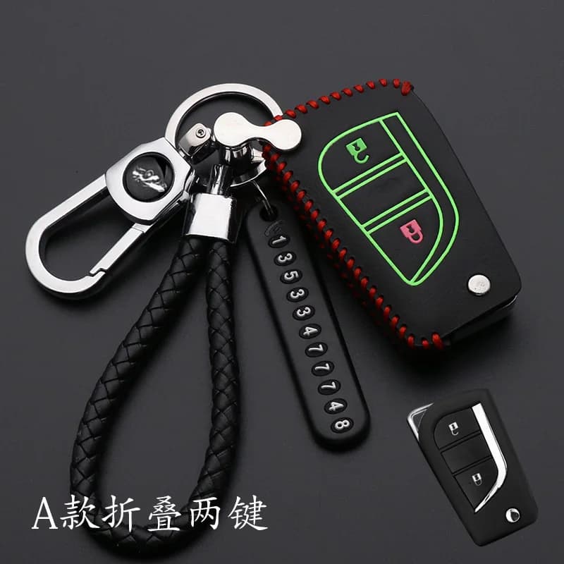 2 Button Leather Car Remote Key Fob Shell Cover Case For Toyota Auris Corolla Avensis Verso Yaris Aygo Scion TC IM 2015 2016