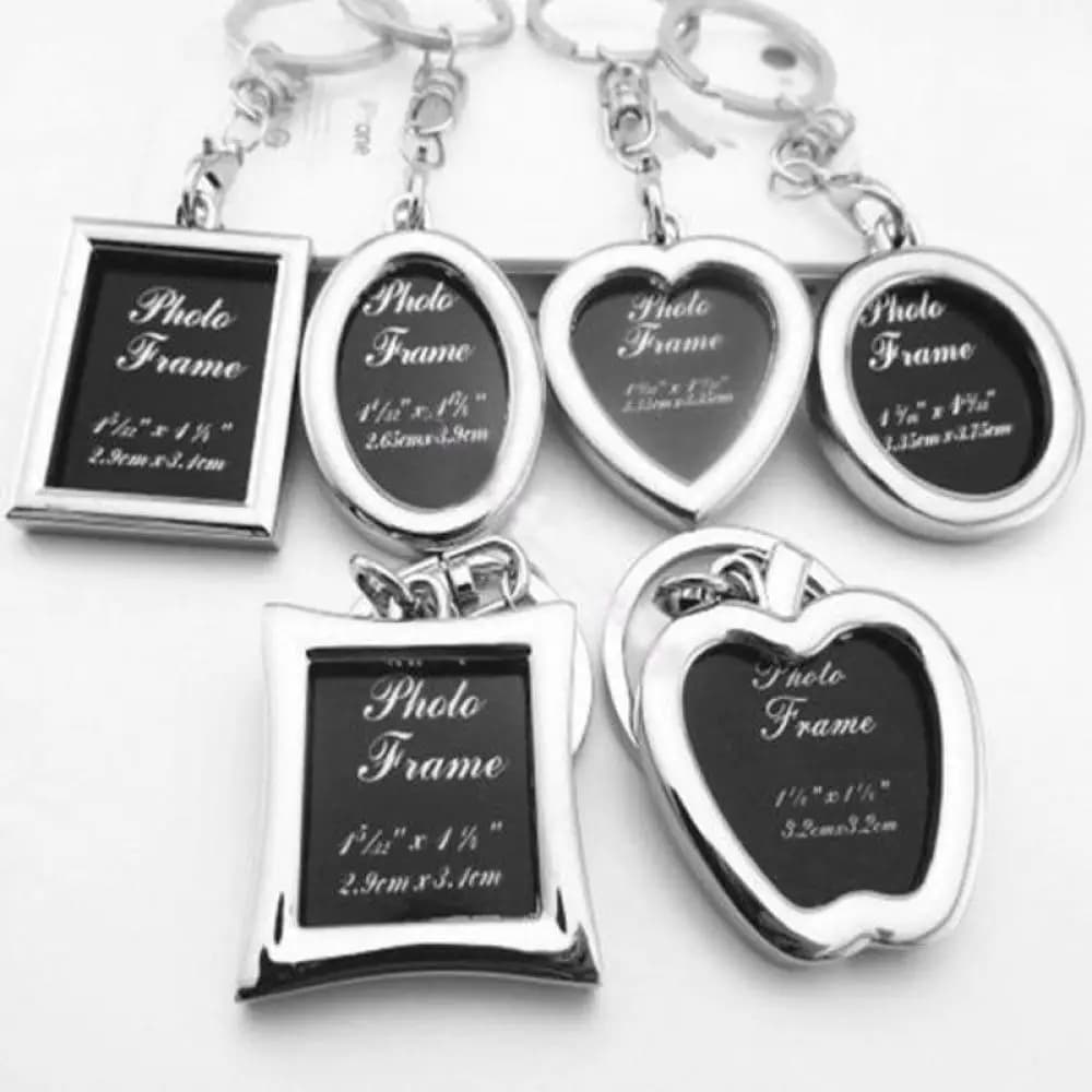 Metal Alloy Insert Personalised Picture Photo Frame Heart Square Apple Shaped Key Ring Keychain Fob Love Crafty Gift