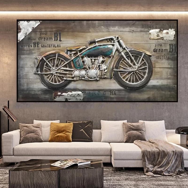 Motorcycle Retro Canvas Art Poster Pictures Home Decor Racing Mural Posters and Prints Living Room Home Decor Mural (No Frame)
