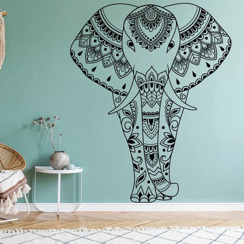 Boho Elephant Indian Decals Vinyl Interior Home Decor Living Room Bedroom Mandala Animals Wall Stickers Removable Murals S543