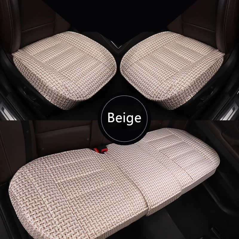 All-Season Car Seat Covers Breathable Protective Mats for Front And Rear Seats Linen Fabric Auto Seat Covers Dustproof