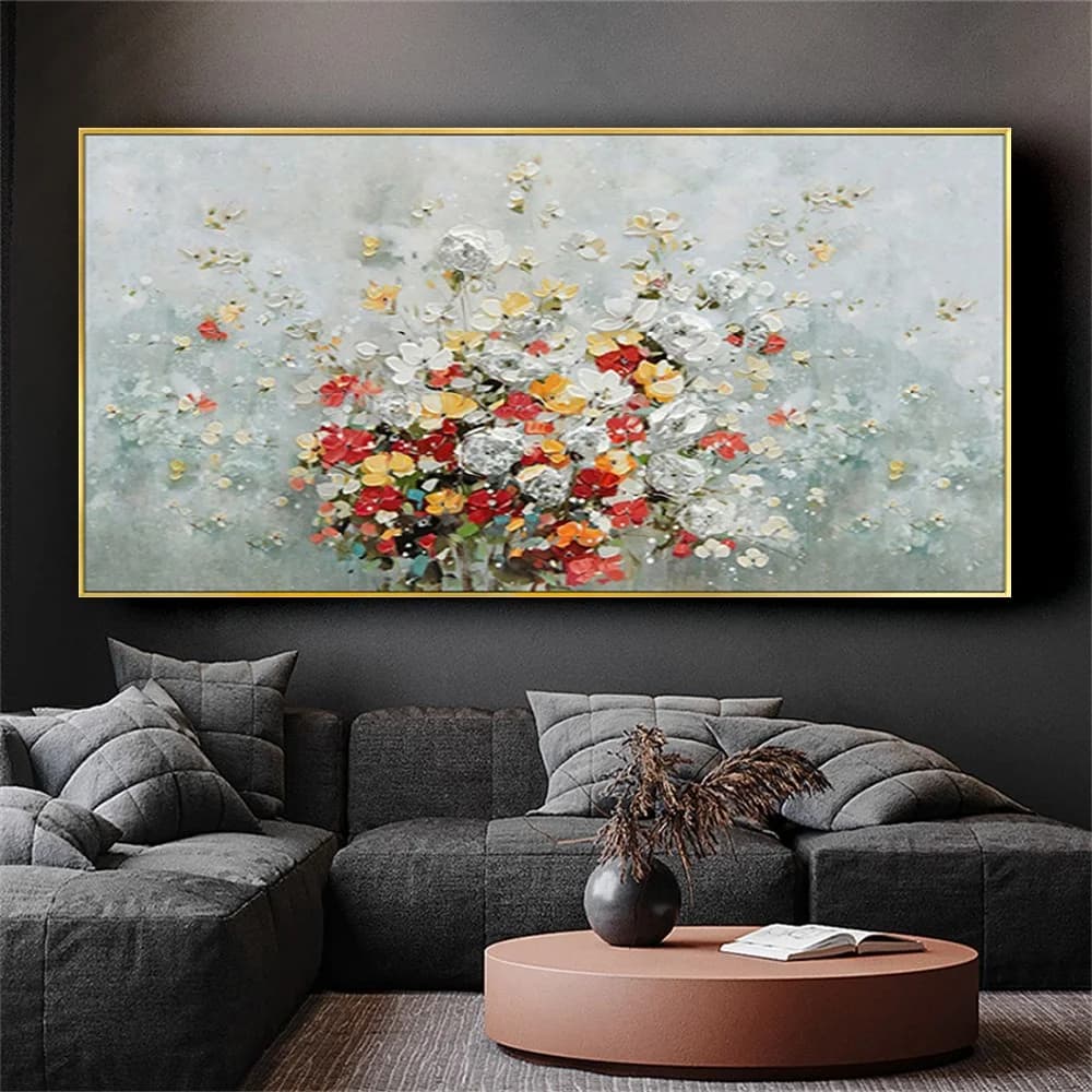 Abstract flower Painting White rose Hand Painted Oil Painting On Canvas mural Modern Wall Art For living room home Decoration