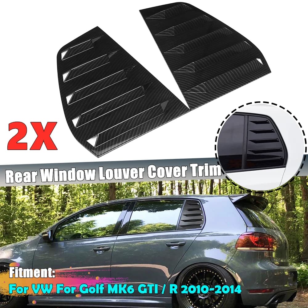 2PCS Car Rear Window Side Louvers Vent Cover Trim For VW For Golf 6 MK6 GTI R MODELS 2010-2014 Window Louver Side Vent Trim