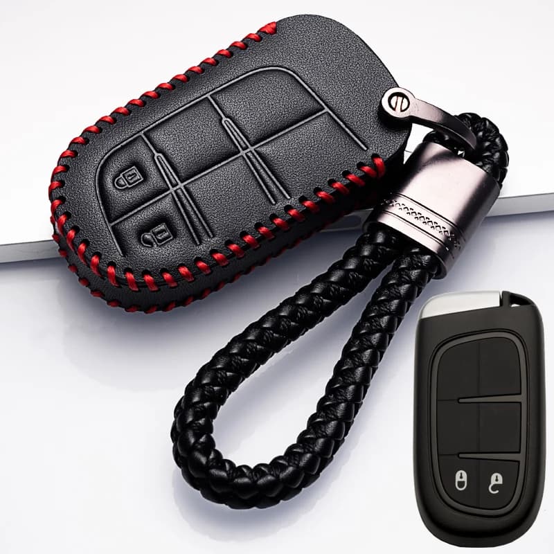 Leather Car Styling 2 Button Smart Key Case Cover For Jeep Compass/Grand Cherokee For Fiat Viaggio/Ottimo M19