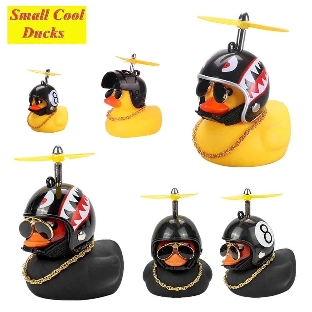 New Helmet Broken Wind Small Black Duck Car decoration Yellow Duck Cute Car Accessories Interior Auto Ornament for Car Dashboard