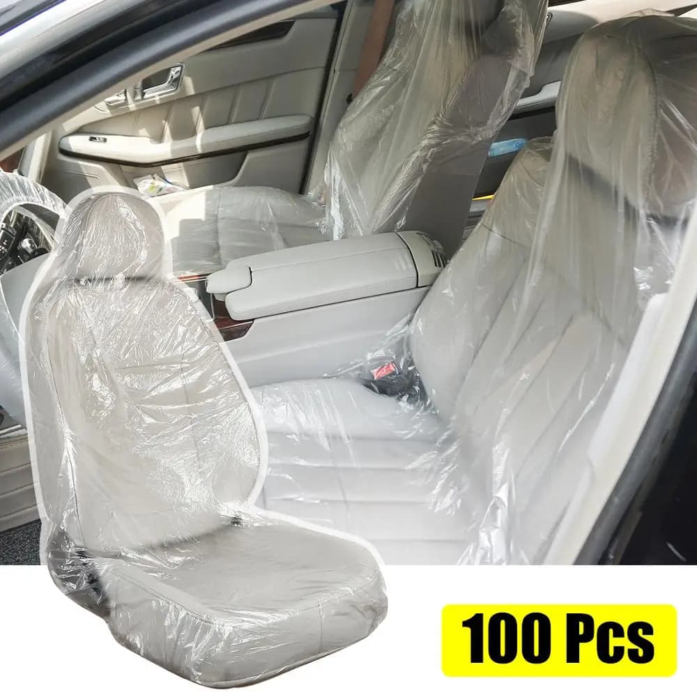 X Autohaux 100/200Pcs Disposable Transparent Anti-Dust Car Seat Protective Covers Plastic Workshop Garage Interiors Accessories